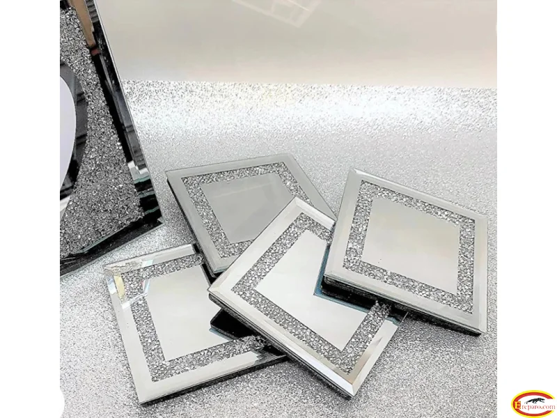 Lesser & Pavey The Leonardo Collection Mirrored Silver Glass Coasters With