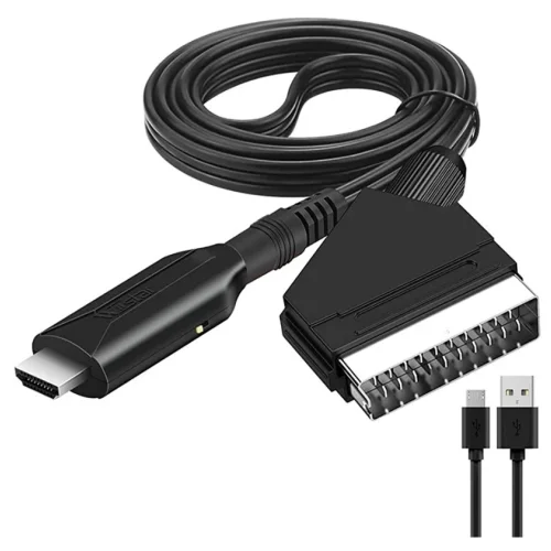 SCART to HDMI Converter with USB Cable, Scart in HDMI Out HD 720P/1080P