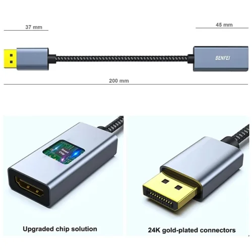 BENFEI DisplayPort to HDMI Adapter, DisplayPort Input to HDMI Output Adapte