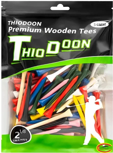 THIODOON Golf Tees Professional Natural Wood Golf Tees Pack of 100