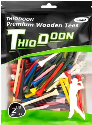 THIODOON Golf Tees Professional Natural Wood Golf Tees Pack of 100