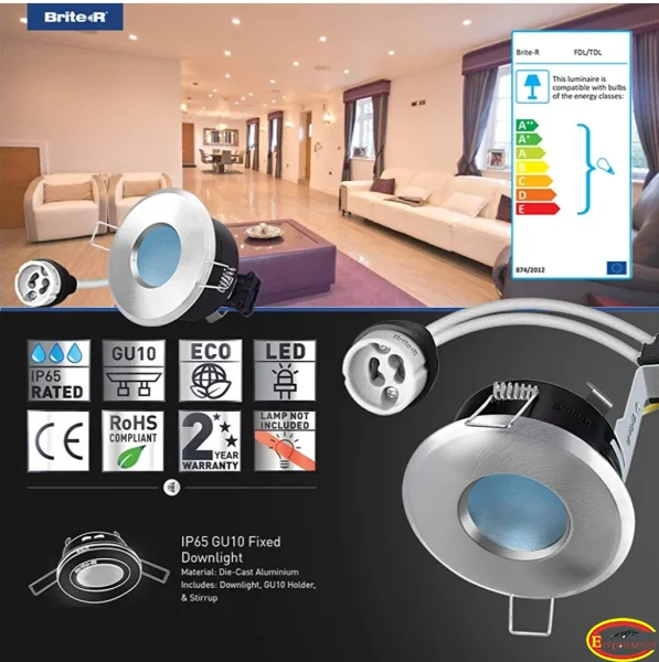 GU10 Spotlight Recessed Ceiling Light Fitting Die-Cast Aluminium IP65 Rated