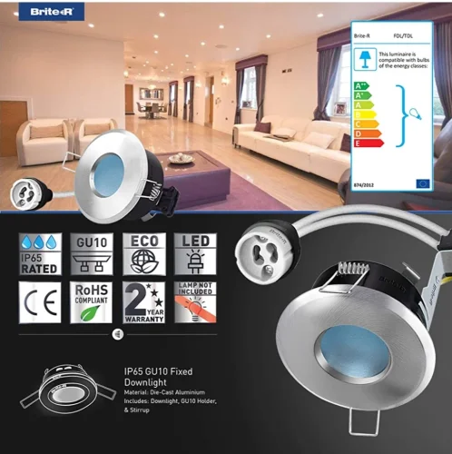 GU10 Spotlight Recessed Ceiling Light Fitting Die-Cast Aluminium IP65 Rated