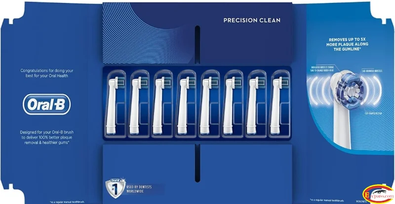 Oral-B Genuine Precision Clean Replacement White Toothbrush Heads, Size, Pack of 8