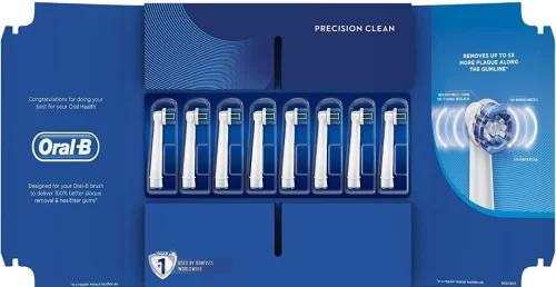 Oral-B Genuine Precision Clean Replacement White Toothbrush Heads, Size, Pack of 8