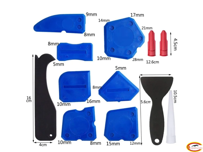 SYBF 19 Piece Caulking Tool Kit,Grout Scraper Caulk Remover Caulk Nozzle and Caulking Caps Silicone