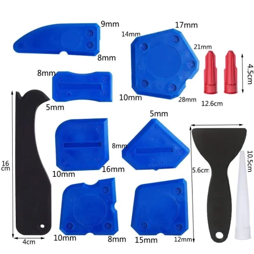SYBF 19 Piece Caulking Tool Kit,Grout Scraper Caulk Remover Caulk Nozzle and Caulking Caps Silicone