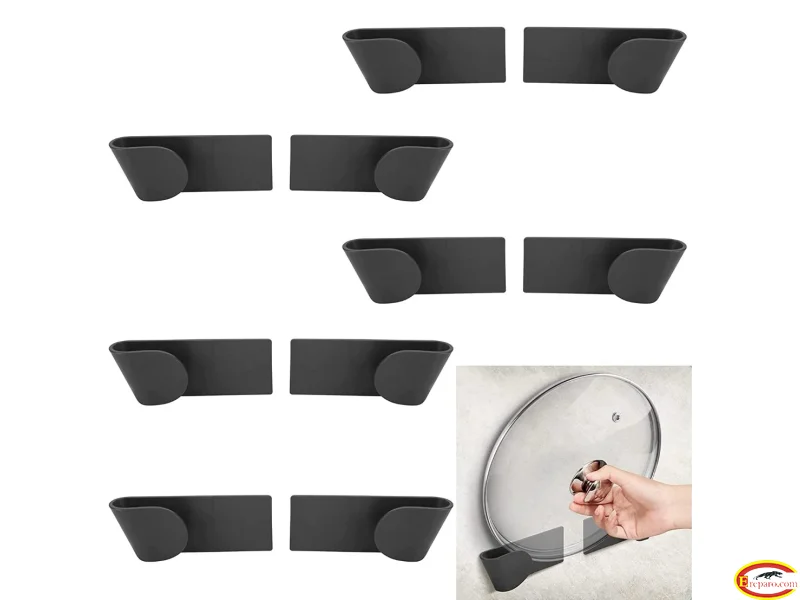 NiCoLa 10 Pcs Pan Lid Holders plastic, Wall Mount Pot Lid Holder Rack