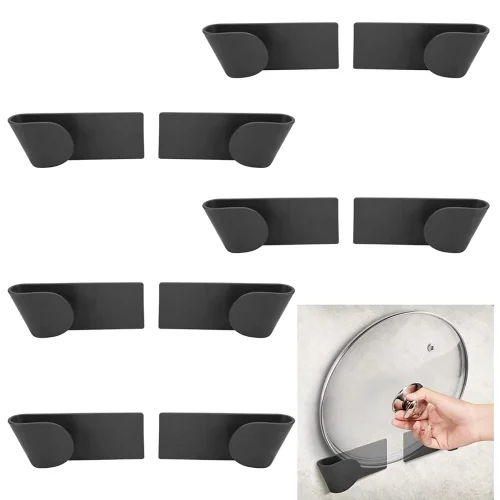 NiCoLa 10 Pcs Pan Lid Holders plastic, Wall Mount Pot Lid Holder Rack