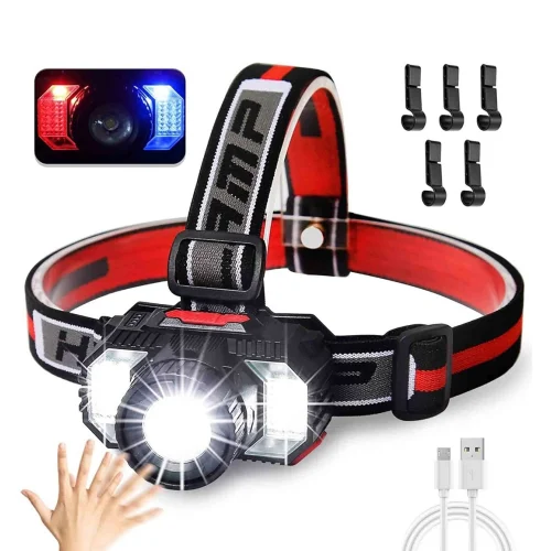 LED Head Torch Rechargeable, Zoomable Super Bright 6000 Lumen 2200 Capacity Battery USB Head ligh