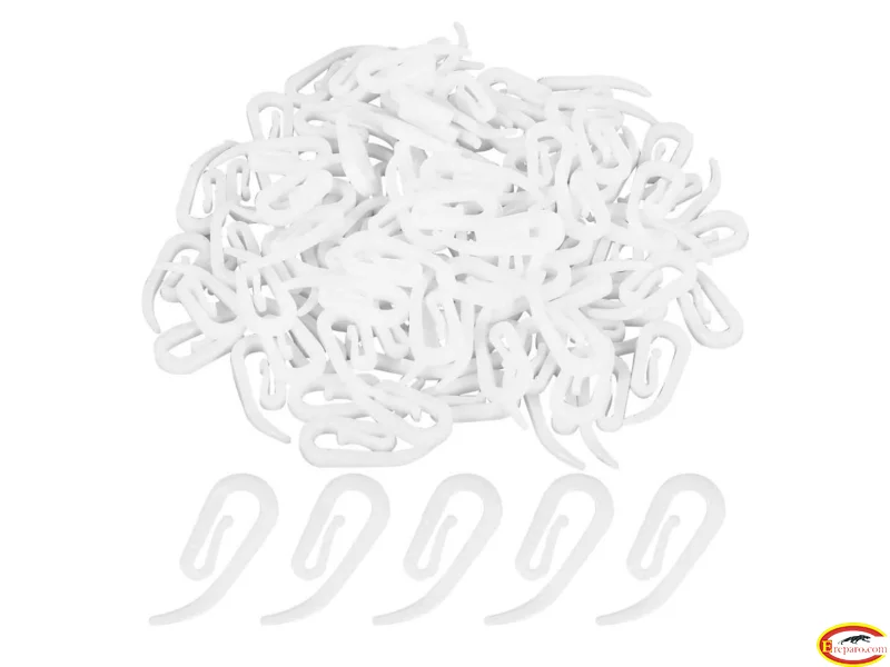 Stadux Curtain Hooks Plastic White Pack of 100, 2.8x1.2cm, Premium Drapery Hooks for Windows, Doors