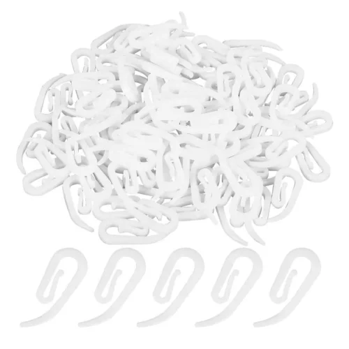 Stadux Curtain Hooks Plastic White Pack of 100, 2.8x1.2cm, Premium Drapery Hooks for Windows, Doors