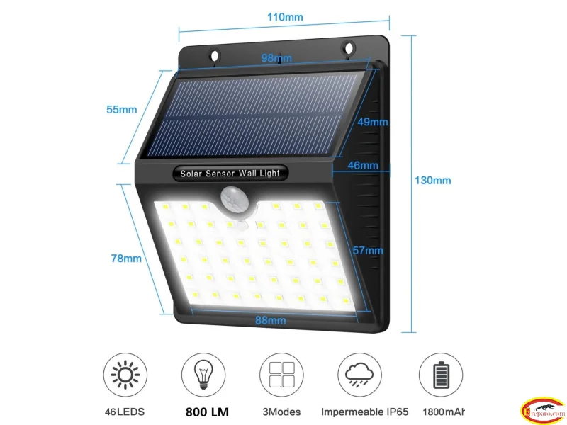 Solar Lights Outdoor, 180°Super Bright iPosible 46 LED Solar Security Light Solar  for Garden-4 Pack