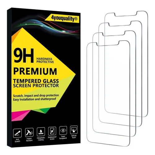 4-Pack Screen Protector for iPhone 11 and iPhone XR, Tempered Glass Film Screen Protector, 6.1-Inch