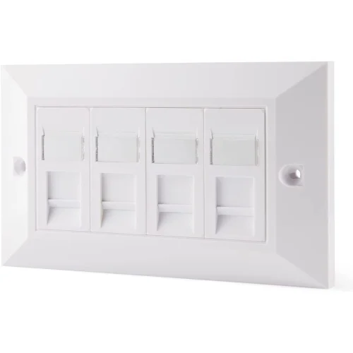 Ethernet Faceplate 4-Way RJ45 Socket Wall Plate for Ethernet Cable Networking Socket Box (Quad 4-Por