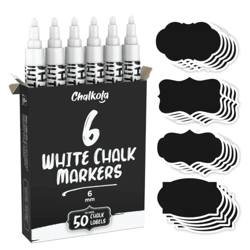 Liquid Chalk Pens - White Dry Erase Chalk Markers for Chalkboard Signs, Windows, Blackboard, Glass -