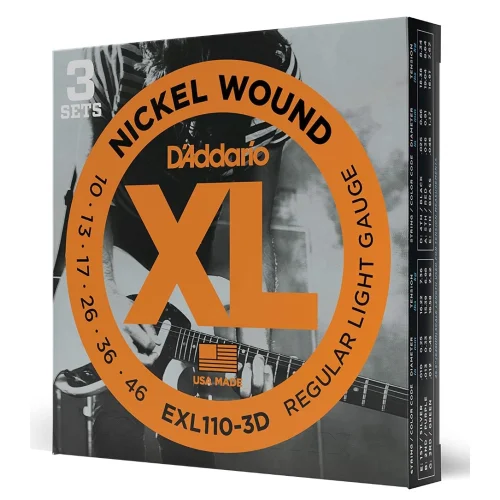 XL Nickel Electric Guitar Strings - EXL110-3D - Perfect Intonation, Consistent Feel, Reliable Durabi
