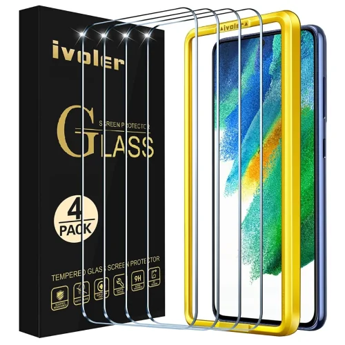 4 Pack Glass Screen Protector Compatible with Samsung Galaxy S21 FE 4G / 5G
