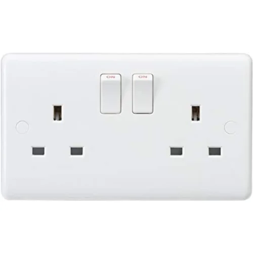 Knightsbridge CU9000 Curved Edge 13 A 2 Gang DP Switched Socket, White