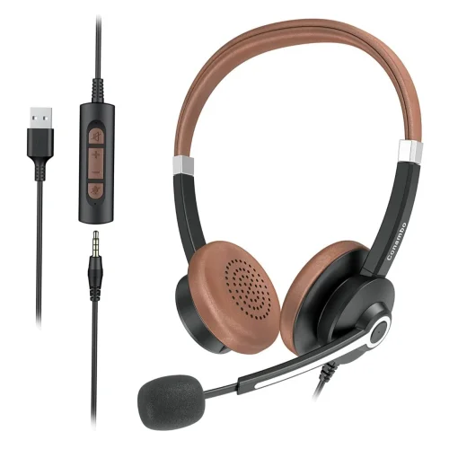 USB Headset with Microphone, Ultra Comfort Over-Ear Wired Headphones with Noise Cancelling Mic