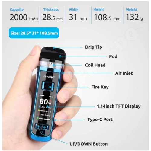 SMOK RPM 2 zestaw 2000 mAh bateria 80 W cigarette électronique no nicotine no liquid