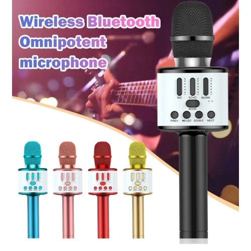 Wireless Microphone, Bluetooth Karaoke Microphone for Kids - Black-white