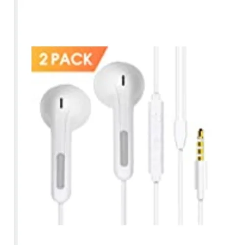 Headphones 2 Pack Premium Noise Isolating In-Ear Earbuds with Mic & Remote Android Smartpho