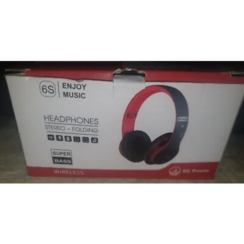 6S Wireless Folding Headphones In Black and Red
