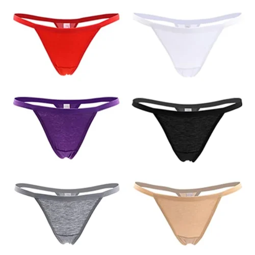 Women’s Sexy Panties Cotton Thongs Pack of 6pcs G-String in 6 Colors