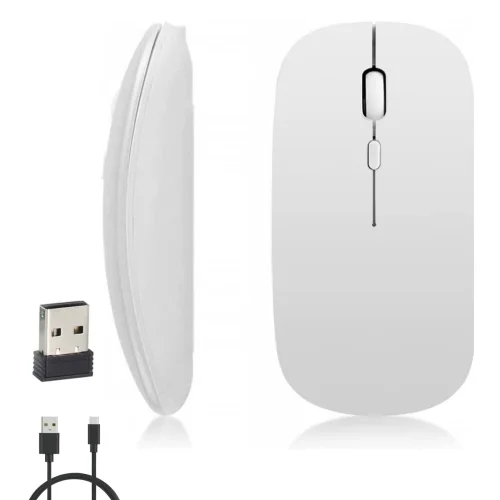 Rechargeable Wireless Mouse, Bluetooth or 2.4 GHz with USB Mini Receiver, Multi-Device