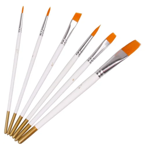 Nylon Paint Brushes 6PCS /Gouache Paint Brushes for Art Painting - White