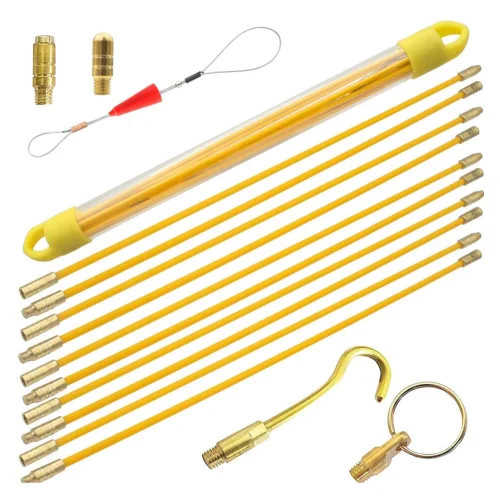 Cabling Rods Tape 3.3m Fiberglass Electrical Cable Threader Running Puller 10Rods x 33cm