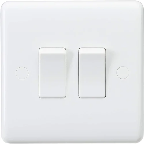 Curved Edge 10 A 2 Gang 2 Way Switch, 230 V, White