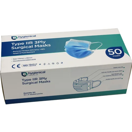 Hygienical - UK Brand - 3PLY Type IIR - Medical Grade - Premium Surgical Face Masks - BFE 99%