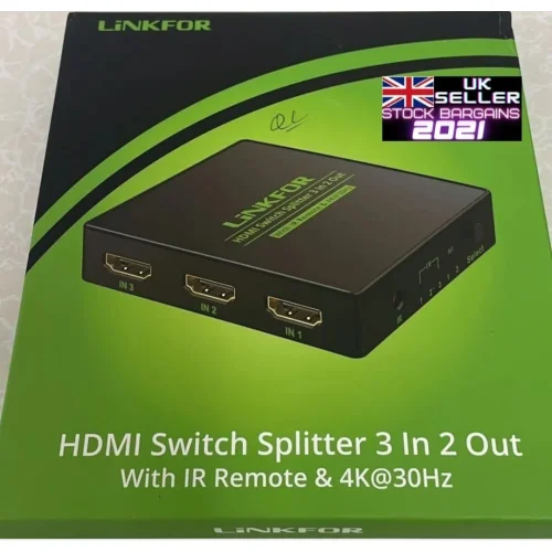 HDMI Switch 3 Input 2 Output HDMI Switcher Splitter with IR Remote 3x2 HDMI Hub Support 4K 3D HDMI