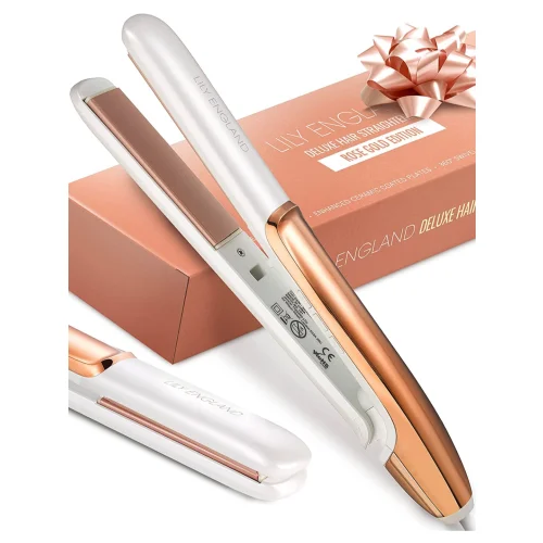Hair  Straightens and Curls, 100℃-230℃ Adjustable Temperature with Ceramic Plates - Rose Gold