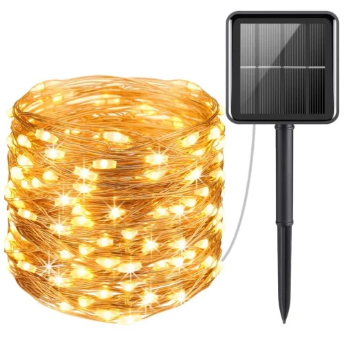 100 LEDs 10M Solar Garden Lights, Copper Wire Outdoor Solar Lights, Waterproof Decorative