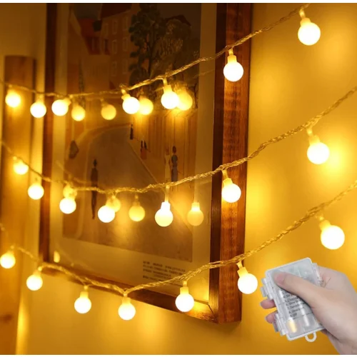 LED Fairy Lights Battery Operated, Remote & Time 50Leds 8 Modes Photo Clips Globe Lights