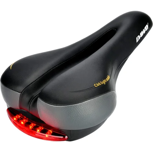 Comfortable Men Women Bike Seat - Soft Memory Foam Padded Seat with Taillight, Wide  Cushion.