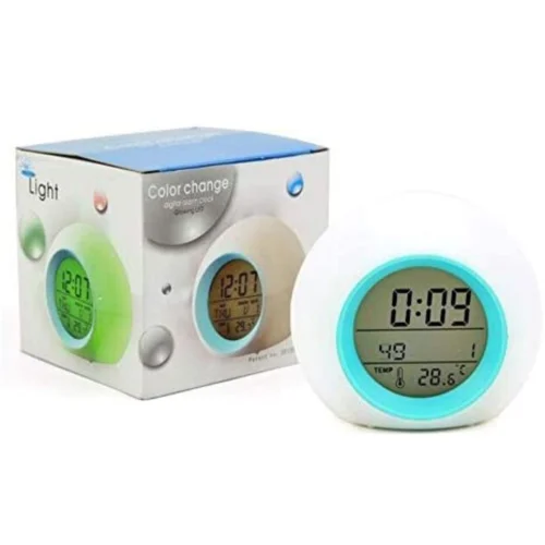 Kids Alarm Clocks, Digital Wake Up Clock with 7 Colors Changing Night Light &6 Optional Alarm Sounds