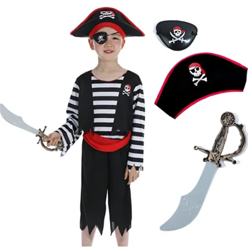 Children's Pirate Costume Pirate Dress Up Play Set - 4-6years