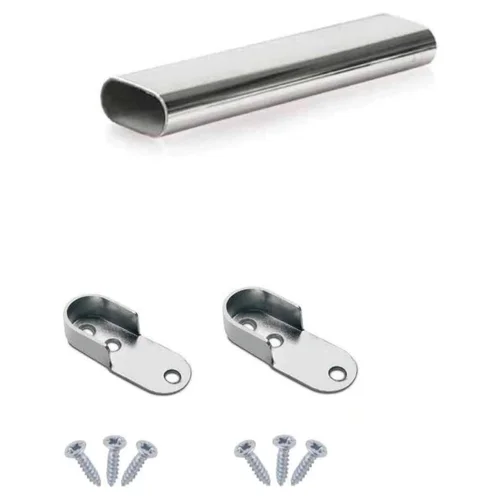 Chrome Hanging Tube Metal Closet Organizer Cut to Size + END SUPPORTS and SCREWS by - 0.6m