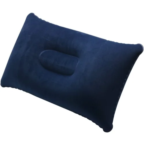 Navy Blue Soft Inflatable Camping Travel Pillow Cushion - Compact Air Blow Up Pillow- Accessory for
