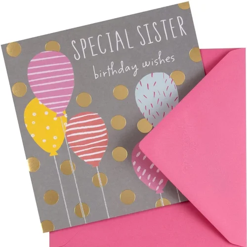 Special Sister Fresh Party Balloons Design Birthday Card