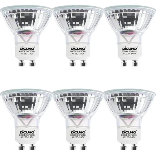 GU10 LED Bulbs Cool White 6000K, 5W 600LM, 50W Halogen Spotlight Equivalent, Energy Saving , 6 Packs