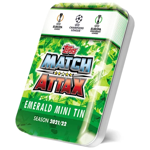 Topps Match Attax 21/22 Emerald Collector Tin-UEFA Champions League Cards, Includes 38 Trading Cards