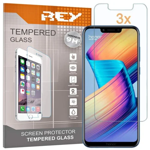 REY Screen Protector for HONOR PLAY, Tempered Glass Film, Premium quality - Pack 3