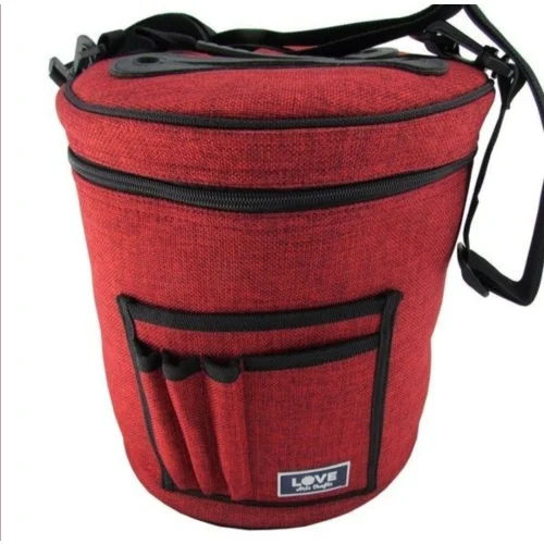 Large, Portable Craft Bags for Wool and Crochet Accessories w/ 7 Pockets, Handle & Shoulder Strap