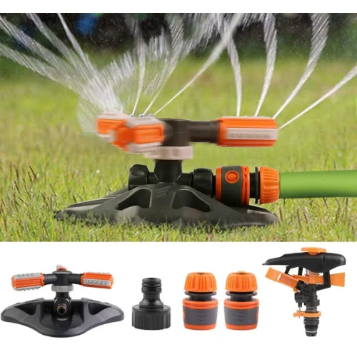 Garden Sprinkler, 3 Arm Sprayer Automatic Lawn Sprinkler, Automatic 360 Rotating Adjustable Garden