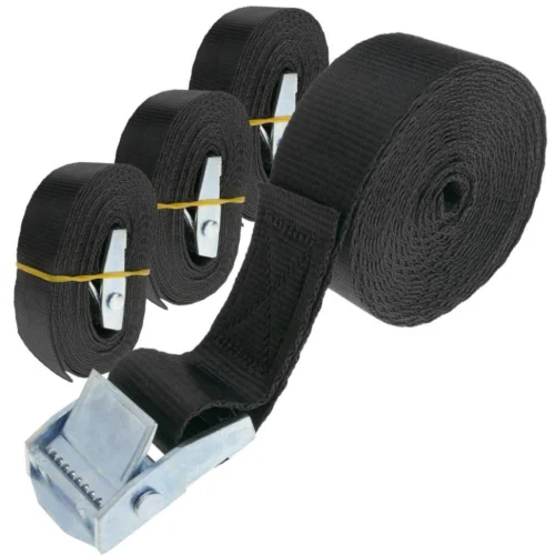 Pack of 4 Ratchet tie down straps with buckle 4m x 25mm 250 Kg